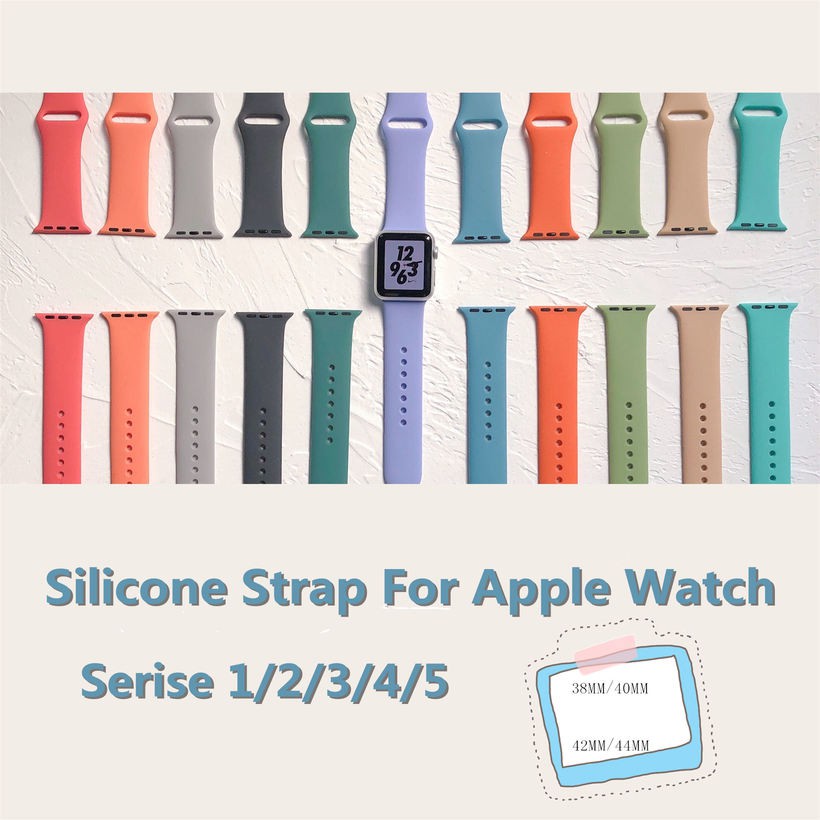 Dây đeo silicon cho đồng hồ  Xiaomi Mi Band 5  Apple Watch 44mm 40mm 42mm 38mm Iwatch Series 5 4 3 2