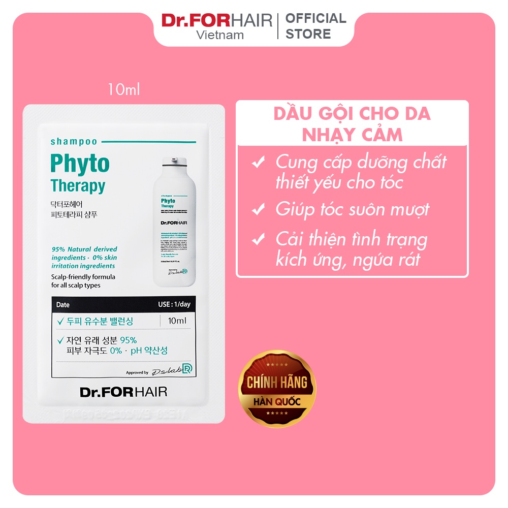 Dầu gội cho da nhạy cảm, dầu gội dưỡng tóc cho da đầu nhạy cảm Dr.FORHAIR Phyto Therapy Shampoo gói 10ml