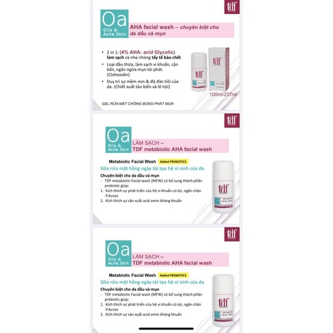 Sữa rửa mặt TDF Metabiotic Facial Wash bổ sung vi sinh, chống bùng phát mụn 100ml