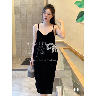 Váy 2 Dây Nhung Đính Đá Siêu Hot