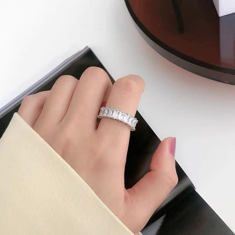 Nhẫn bạc TLEE nạm đá chữ nhật kết cao cấp TleeJewelry A0160