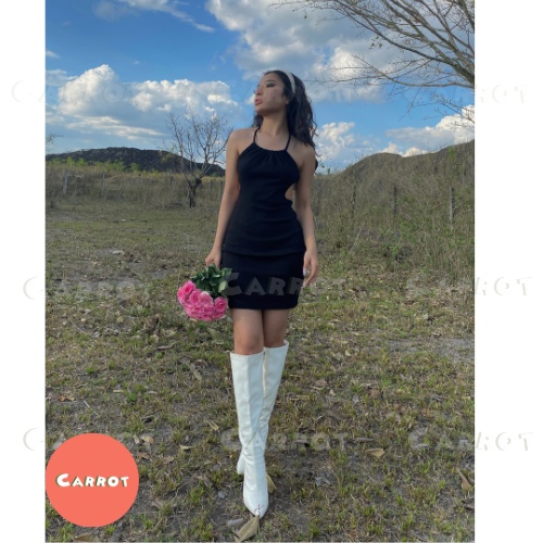 Đầm body sexy 2 dây hở lưng váy ôm đen cut-out thun sang chảnh đi dạo phố carrotxinhdep (44)