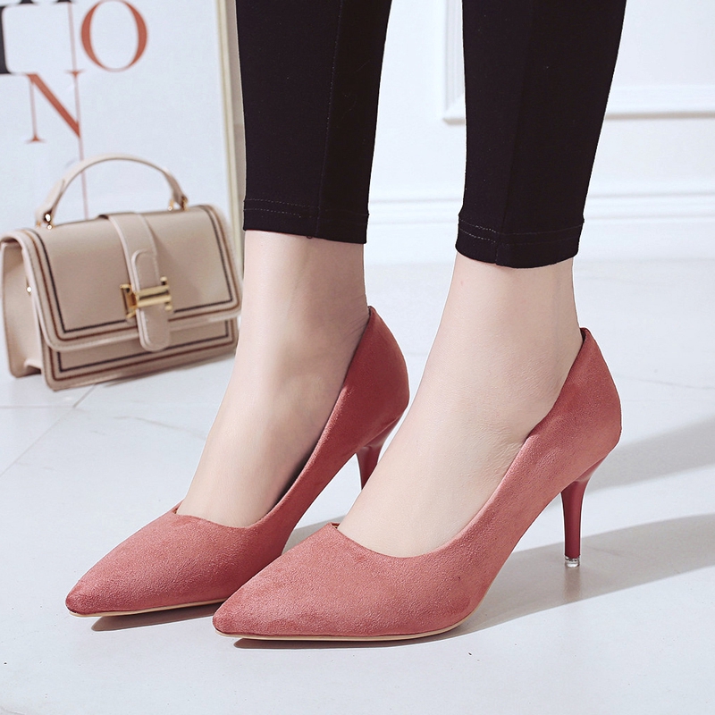 Giày Cao Gót Nhung Mũi Nhọn Cho Nữ (6 Màu)