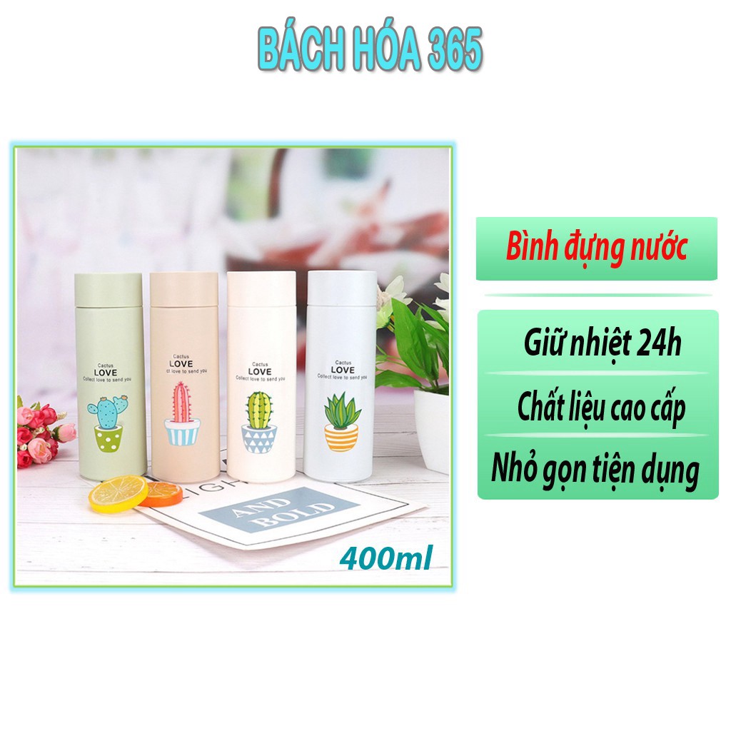 Bình Nước Hình Cây Xương Rồng Dễ Thương, Lõi Thủy Tinh, Giữ Nhiệt 72h, Vỏ Được Làm Từ Nhựa Lúa Mạch