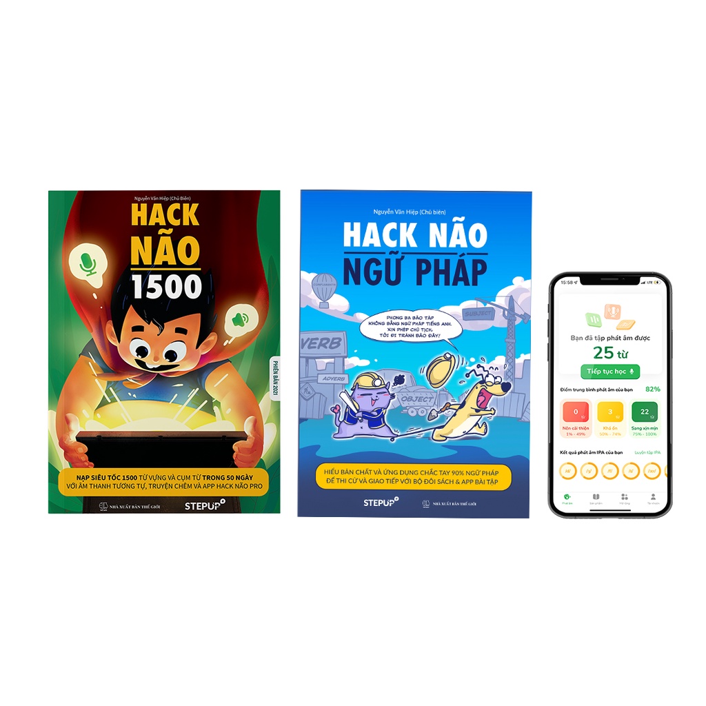 Sách - Combo 2 Cuốn Hack Não 1500 Phiên Bản 2022 + Hack Não Ngữ Pháp - Tặng  App Hack Não Pro Học Phát Âm | Shopee Việt Nam
