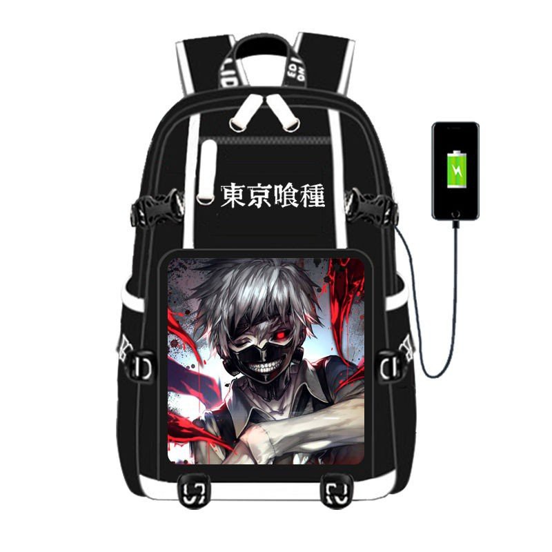 Balo 2 Vạch Kẻ Trắng in hình TOKYO GHOUL anime chibi cặp sách đi học thời trang