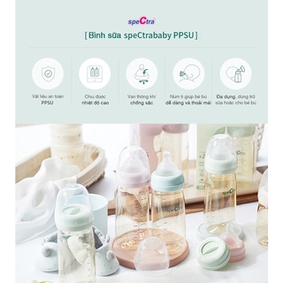 BÌNH SỮA PPSU CỔ RỘNG SPECTRA 260ML (CÓ NÚM TI SIZE L)