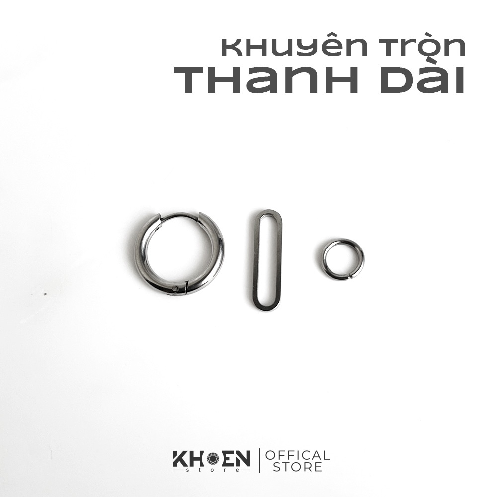 Khuyên tròn thanh dài nam - Thép không gỉ - Khoen Store