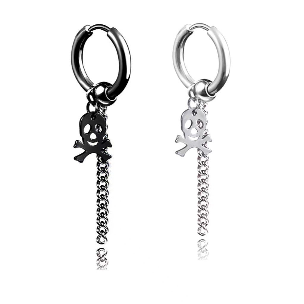 1 chiếc - Khuyên tai đầu xương chép thép không rỉ dài