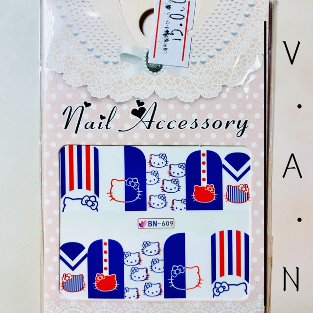 Bộ 10 sticker dán móng full móng hoạ tiết dễ thương