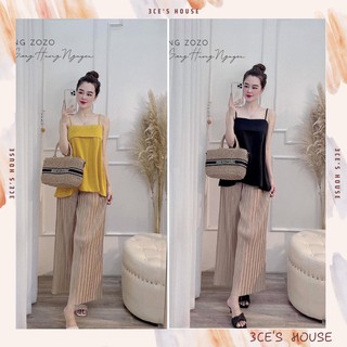 Set đồ nữ sang chảnh, set áo hai dây quần dập ly 3ce's house
