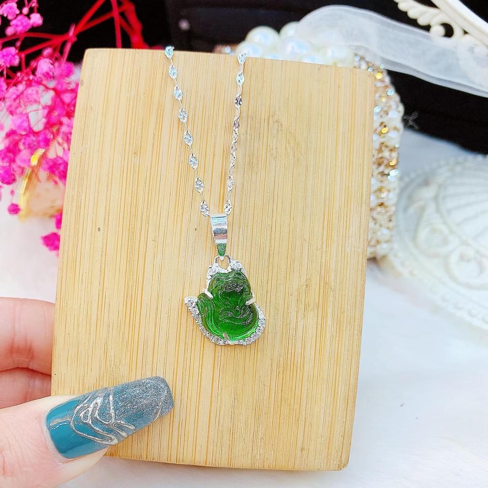Dây chuyền nữ bạc thật mặt hồ ly đính đá đủ màu may mắn tình duyên - Kho sỉ bạc Nhất Linh