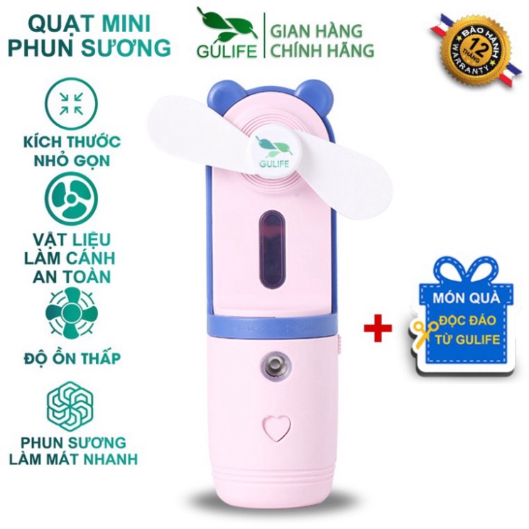 ✅ Quạt Cầm Tay Mini, Quạt Cầm Tay Phun Sương Làm Dịu Cơn Nóng Nhanh Chóng 2 Trong 1 - Kèm Quà Tặng - GULIFE QM-386