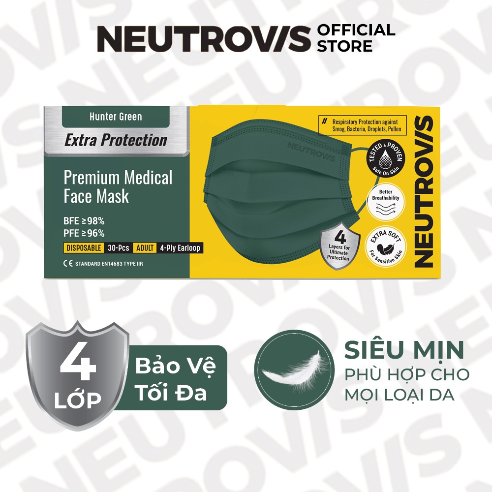 Khẩu Trang Y Tế Cao Cấp Neutrovis 4 Lớp (30 Cái/Hộp)