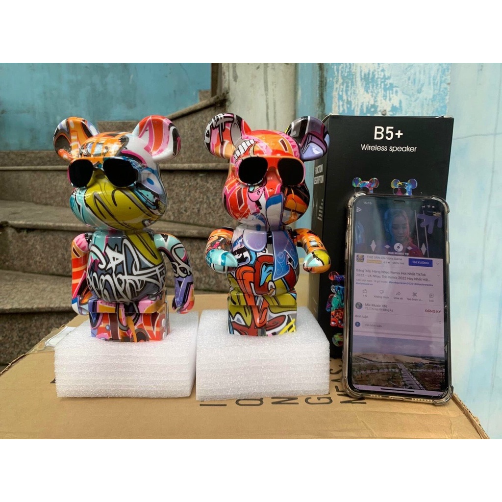 Loa Bluetooth Gấu BearBrick Siêu Hot - Âm Đỉnh, Màu Sắc Sang Chảnh - Bảo Hành 6 Tháng