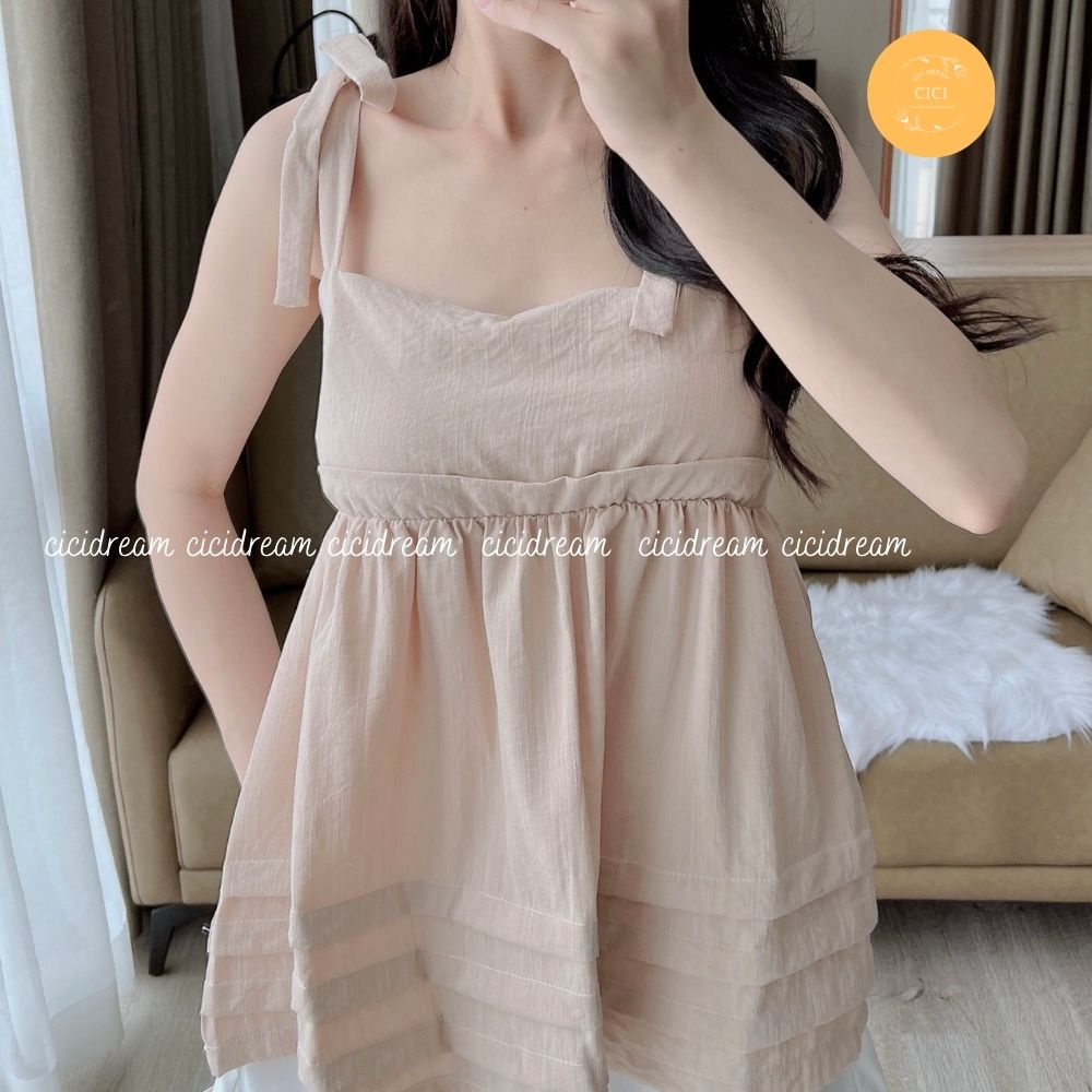 Sét 2 dây thắt nơ 4 màu phối quần đùi trắng điệu đã ngây thơ , Set bộ tiểu thư 2 dây  thời trang nữ ngọt ngào