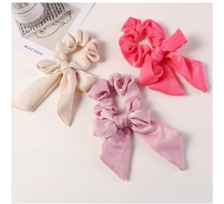 Buộc tóc SCRUNCHIES lụa thắt nơ baby
