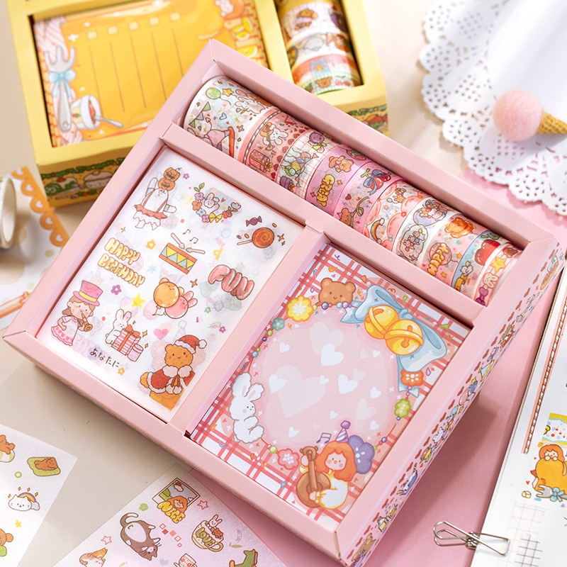 Set cuộn băng keo và miếng dán trang trí sổ tay DIY