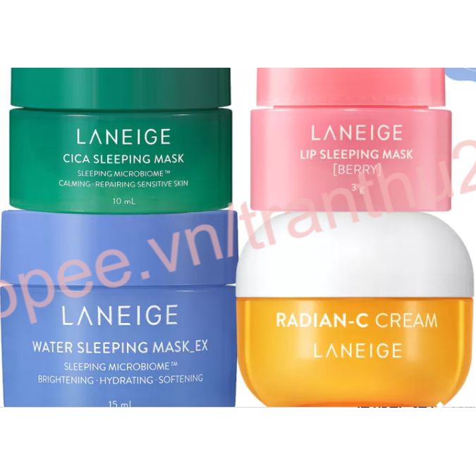 Bộ quà tặng Laneige mặt nạ goodnight kit 3 món và Kem dưỡng trắng ra Radian C 10ml