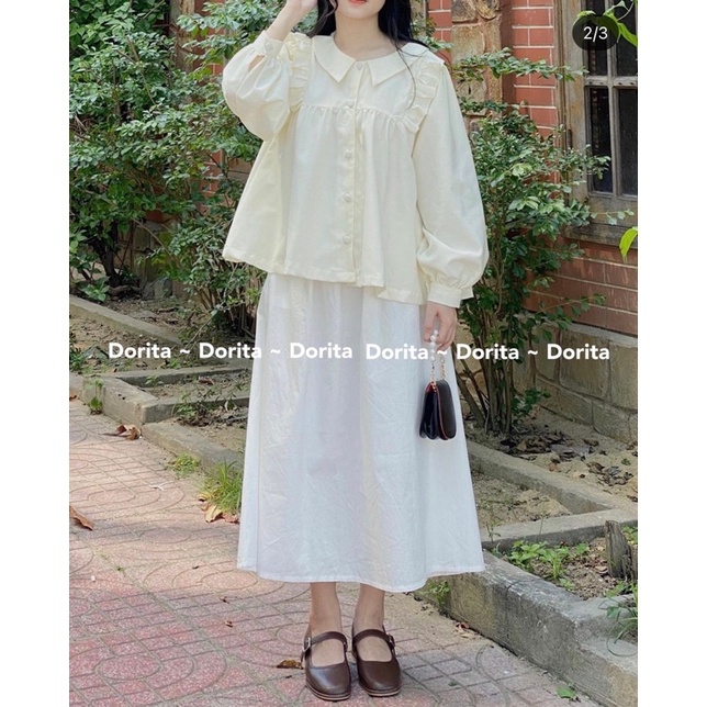 [Ảnh thật/Video] Áo sơ mi cổ bèo cánh tiên Hàn Quốc, Áo sơ mi cánh tiên tay bồng - Dorita Boutique | BigBuy360 - bigbuy360.vn