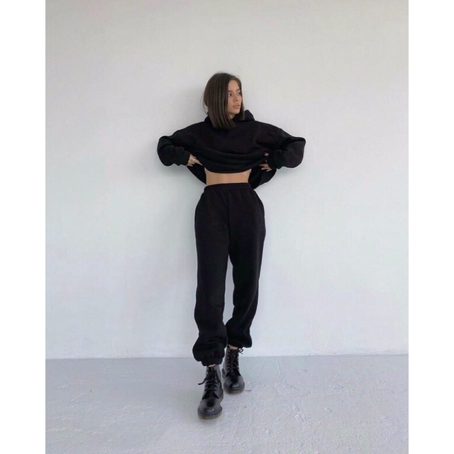 Set hoddie áo tay dài + quần dài thời trang