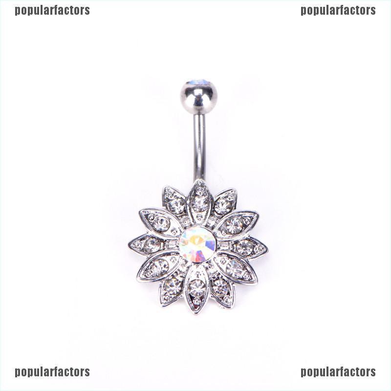 [Phổ Biến] Khuyên Rốn Đính Đá Pha Lê Hình Hoa