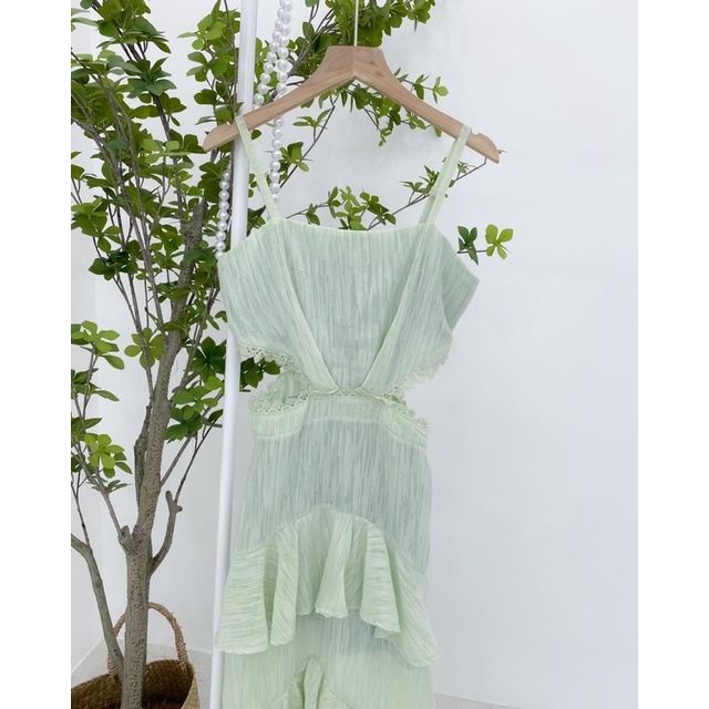 ĐẦM MAXI HỞ EO XANH LÁ