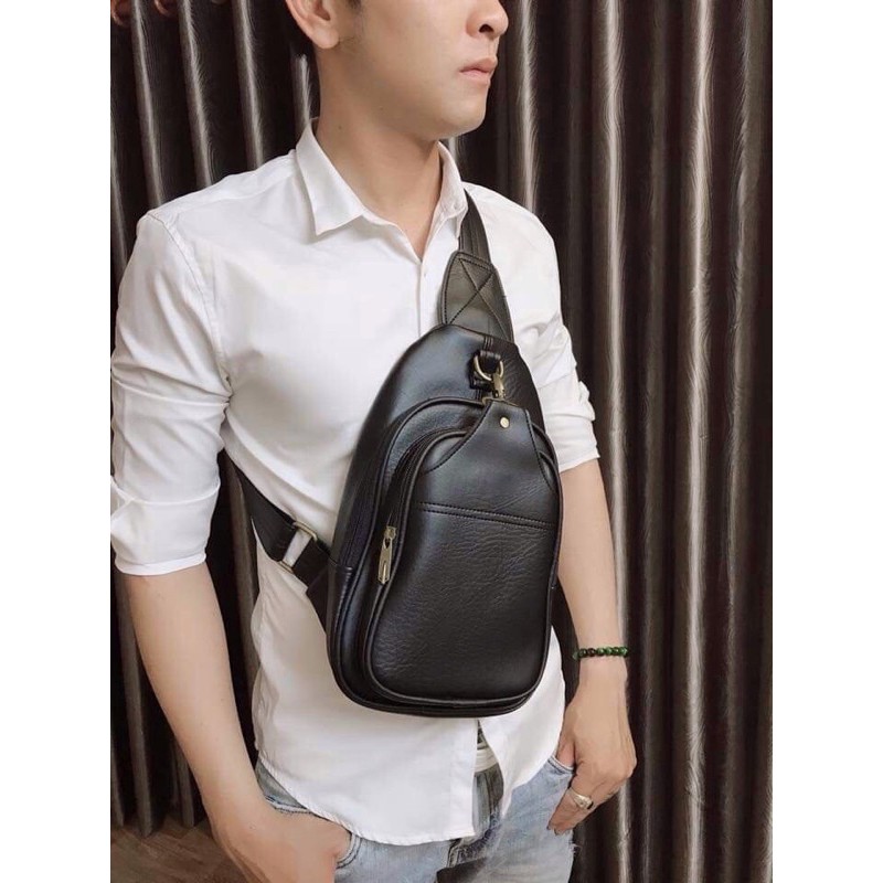 [Freeship + Ảnh Thật] Túi Da Đeo Chéo Trước Ngực Nam CN68