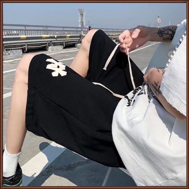 Quần Short Thể Thao Ống Rộng Phối Dây Rút Phong Cách Hiphop Dành Cho Nam Giới