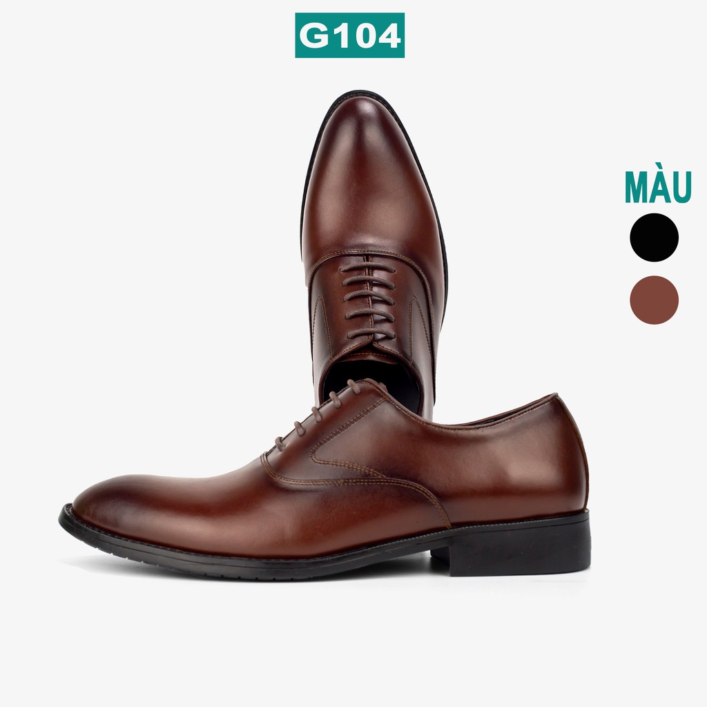 Giày da nam oxford công sở da bò nappa cao cấp màu nâu G104- Bụi leather- hộp sang trọng -BH 12 tháng
