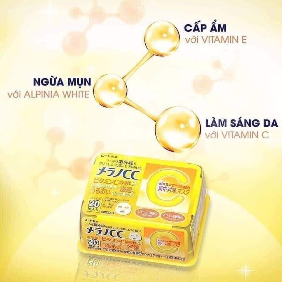 Mặt Nạ Rohto Melano CC trắng da Mask Nhật Bản 20 miếng
