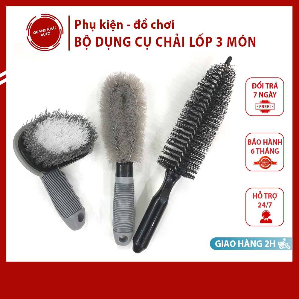 Bộ Dụng Cụ 3 MÓN Chăm Sóc Vệ Sinh Cọ Rửa Bánh Xe Ô Tô Chuyên Dụng