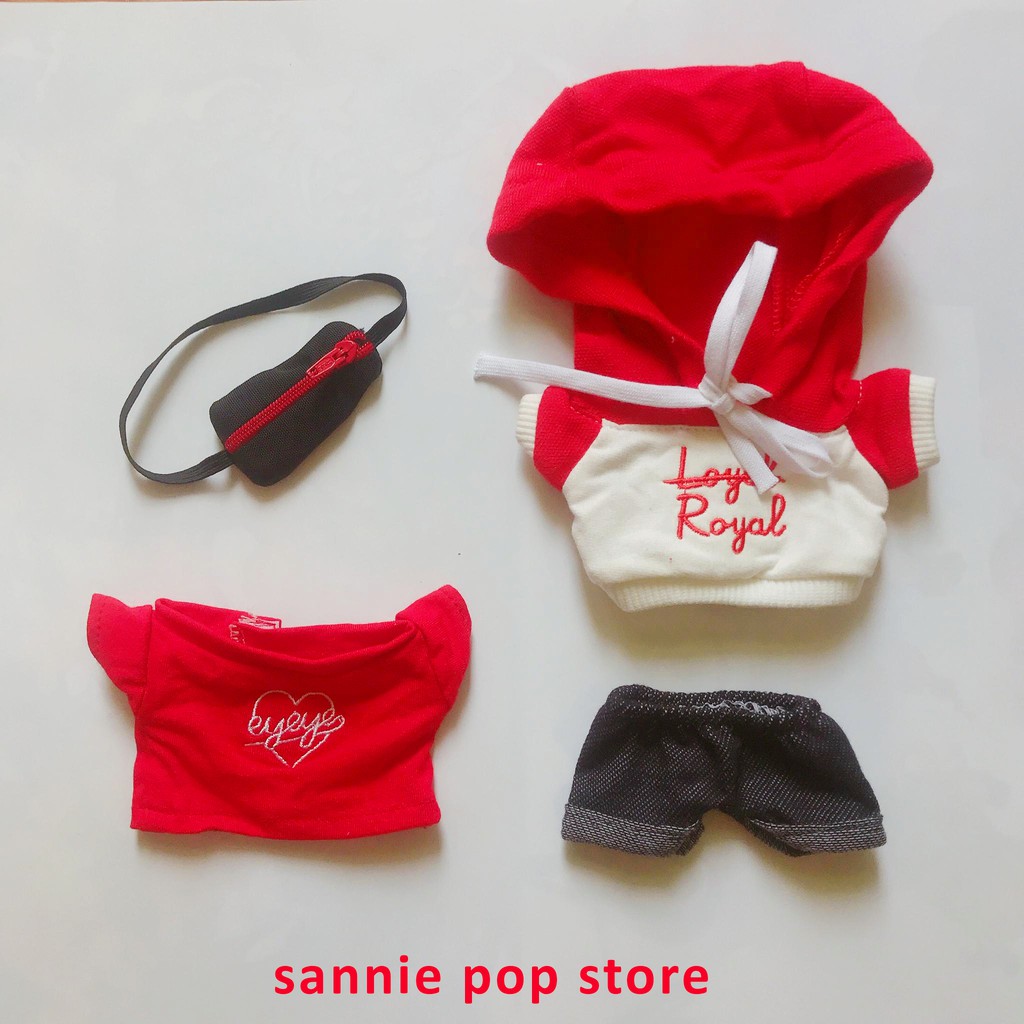 Hoodie, áo thêu, quần giả jeans, túi bao tử cho doll 20cm (có tách lẻ)