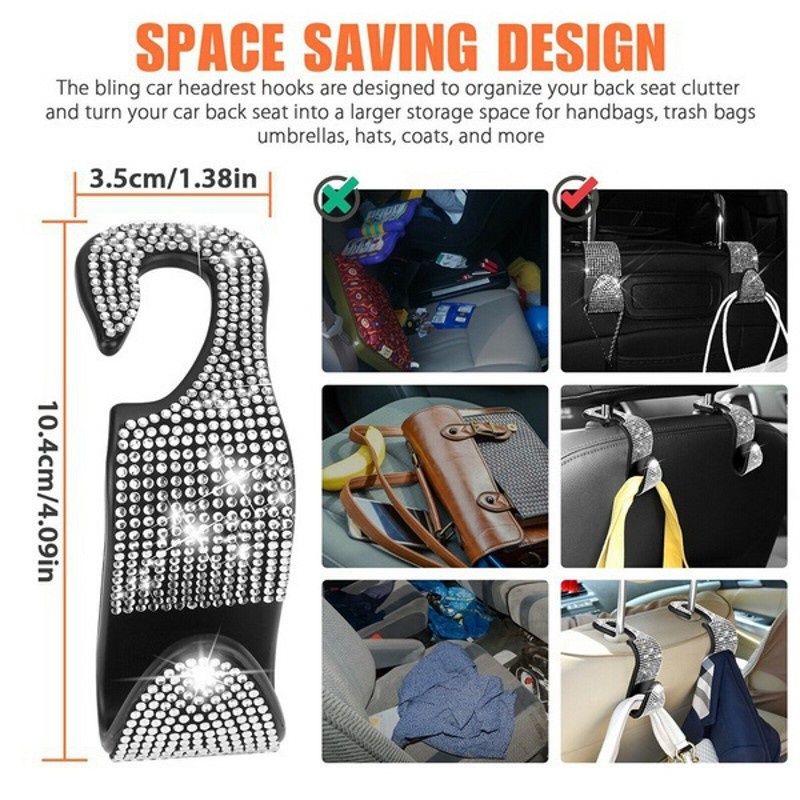 1 Móc Treo Áo Khoác Gắn Lưng Ghế Xe Hơi Đính Đá Lấp Lánh