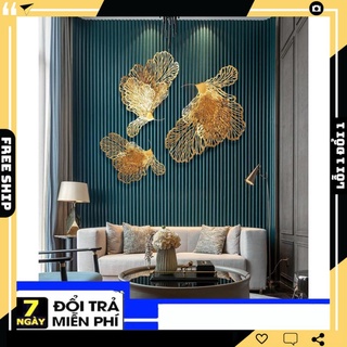 Tranh sắt treo tường nghệ thuật, tranh decor trang trí lá vàng mã s16 pt decor luxury pt decor luxury