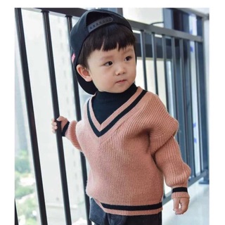 Áo len cổ tim cho bé trai- bé gái
