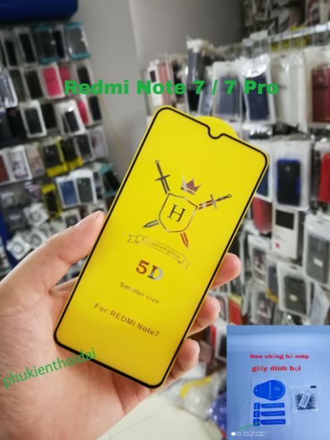 Cường lực Redmi Note 7 / 7 Pro FREESHIP Từ 50k 5D thế hệ mới hiệu Hoàng Đế viền mỏng ôm màn 2.5D chất đẹp