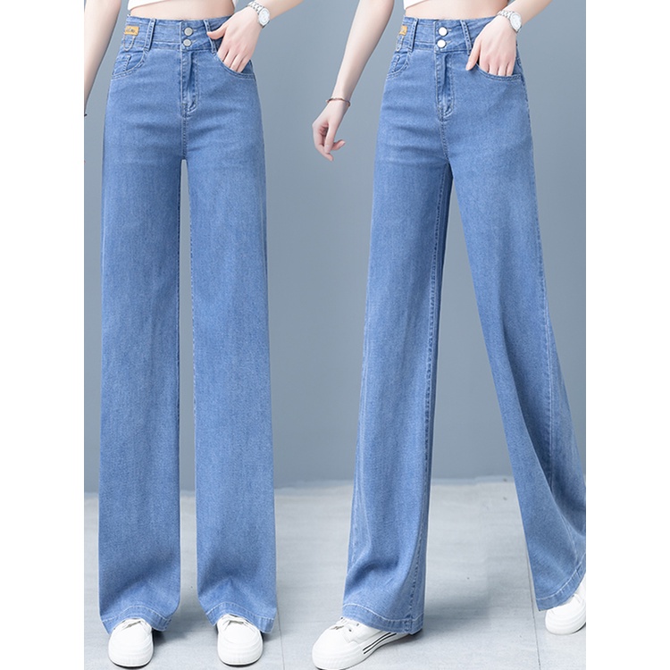 Quần jean ống rộng  nữ mã v988 Linna, quần jean cạp cao 3 màu phong cách diện phố bigsize