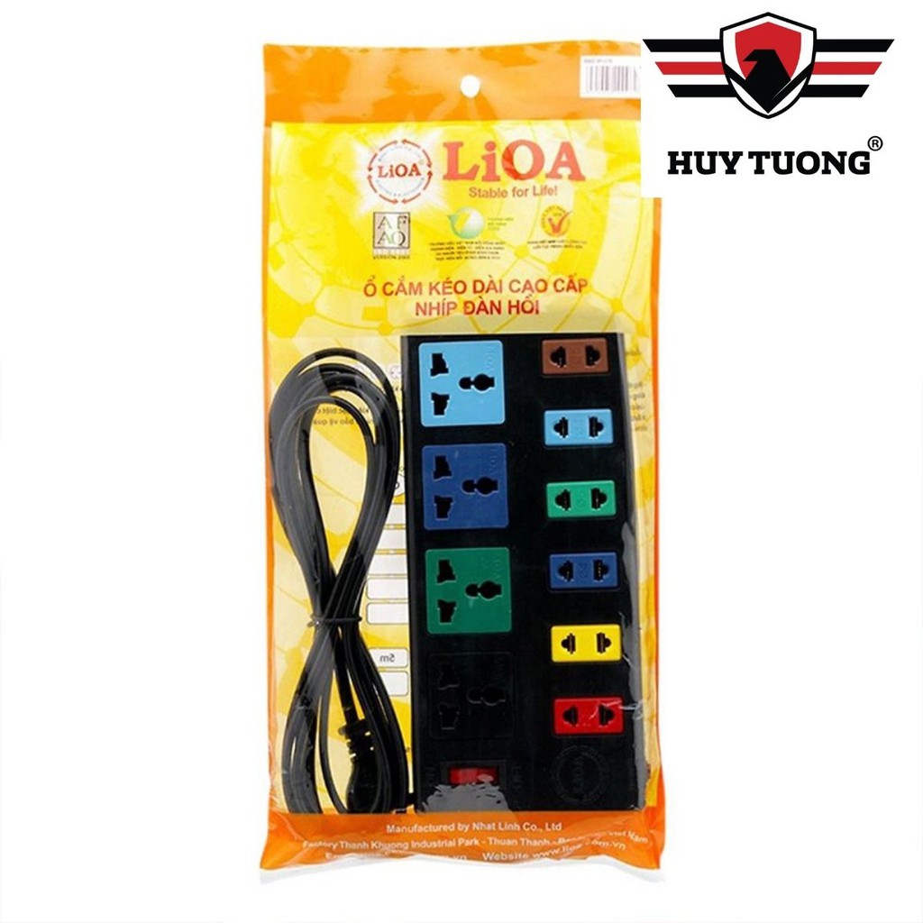 Ổ cắm điện LIOA 10 lỗ có công tắc, dây dài 3m/5m công suất 1000W