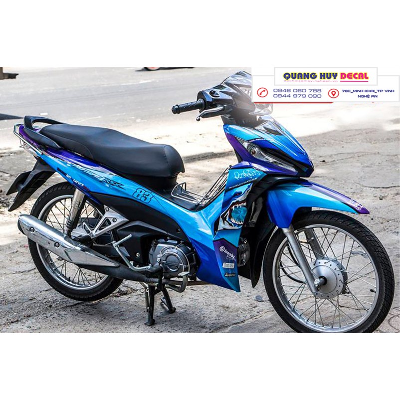 Tem trùm wave rsx cá mập xanh dương, độ phủ bộ team decal cho xe máy rẻ đẹp