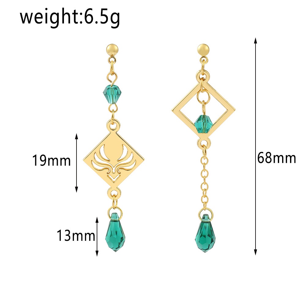 ✨Cổ Phiếu Sẵn Sàng ✨Khuyên Tai Dạng Móc Tua Rua Dài Phong Cách Anime Genshin Thời Trang