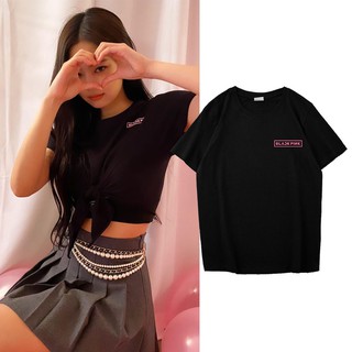 Áo Thun Cotton Tay Ngắn Oversize In Chữ Blackpink Màu Trắng / Xám / Hồng