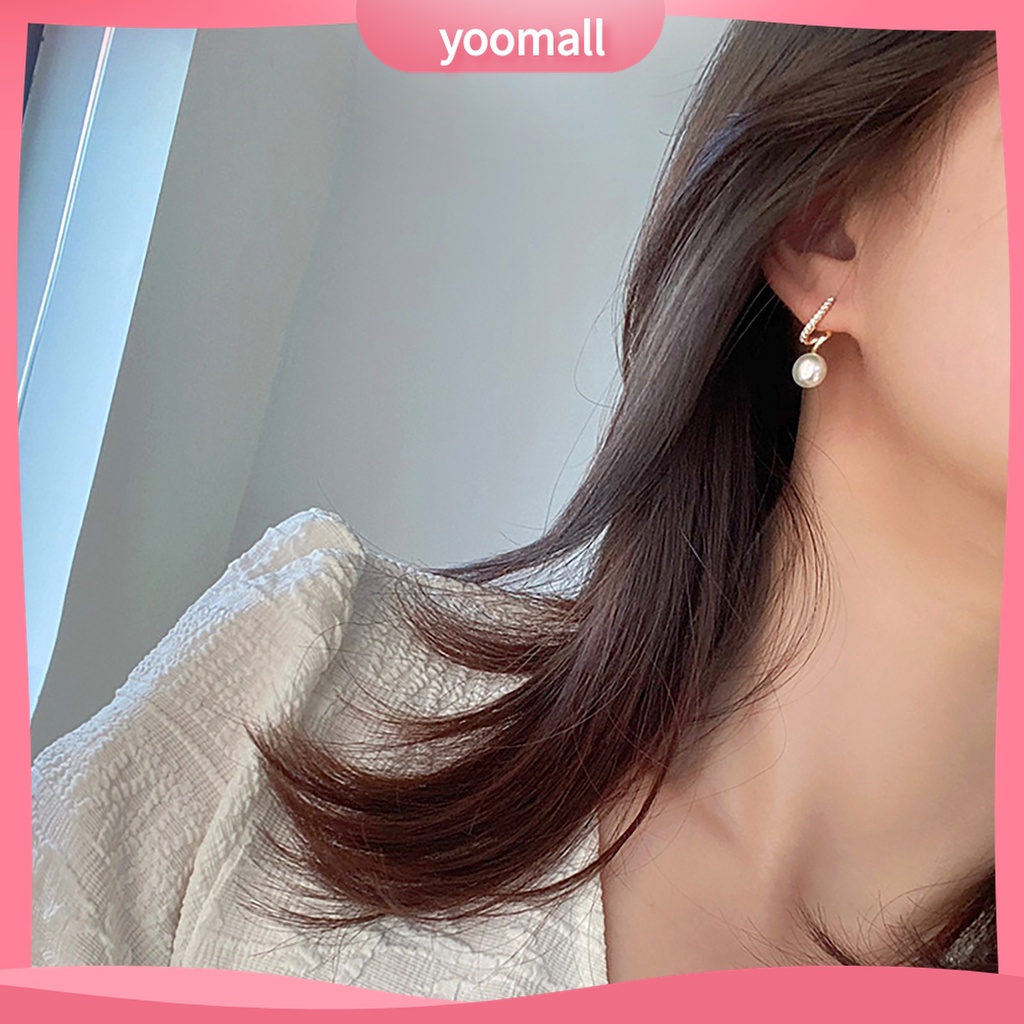 Yomall♡ 1 Đôi Bông Tai Đính Ngọc Trai Giả Phong Cách Hàn Quốc