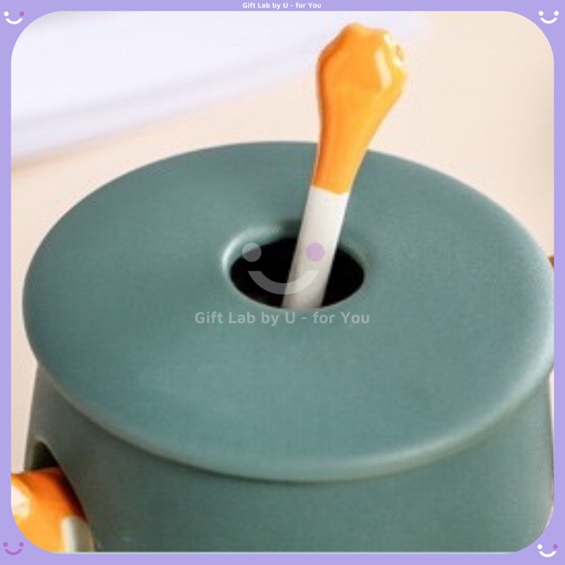 Cốc gốm sứ cao cấp hình cún Corgi siêu đáng yêu kèm nắp thìa(48)