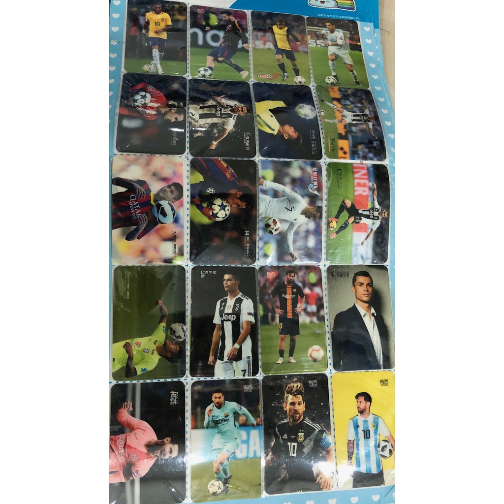 Combo 20 hình dán ngôi sao bóng đá Ronaldo - Messi - Neymar