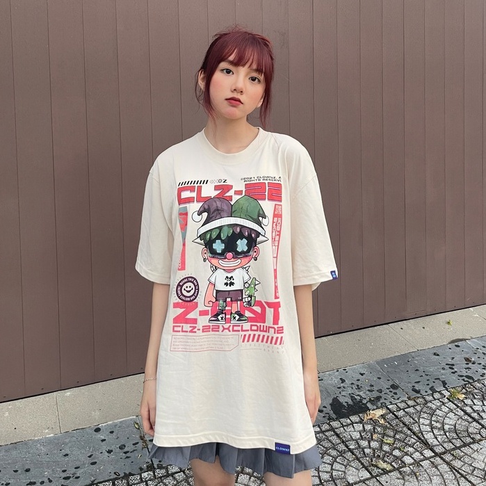 Áo thun tay lỡ local brand Clownz Z-Bot nhiều màu, phông graphic form rộng, cotton, unisex nam nữ