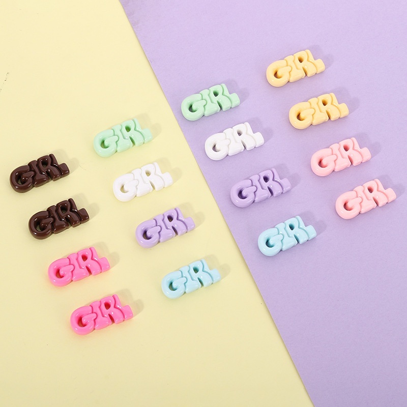 Set 10 Phụ Kiện Trang Trí Điện Thoại / Sổ Tay / Kẹp Tóc Hình Cô Gái / Chữ Cái Diy Bằng Nhựa Resin