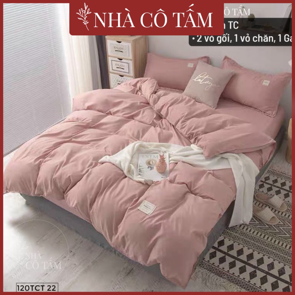 Bộ Chăn Ga Gối Hồng Pastel Rẻ Xinh Cotton Tici Trơn Hàn Nhà Cô Tấm ( Có Hình Ảnh Tấm)