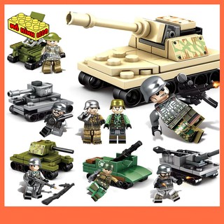 Đồ chơi lắp ráp lego giá rẻ Sembo block mô hình minifigures bộ đội và xe tăng 16 mẫu