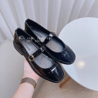 [CÓ SẴN] Giày Mary Janes nữ da bóng đế cao 3 phân mũi vuông đơn giản rẻ mẫu mới hot trend đi học đi chơi